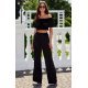 Bluza crop de dama, neagra, din satin, incretita, MarbellaR Bluza crop de dama, neagra, din satin, incretita, MarbellaR 3 - jojofashion.ro