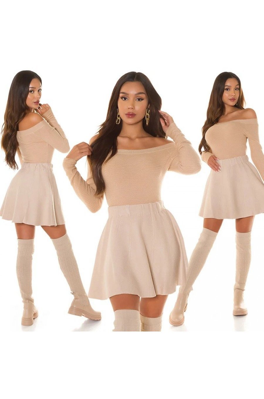 Bluza dama cu umerii goi vascoza bej Vallak Bluza dama cu umerii goi vascoza bej Vallak 5 - jojofashion.ro