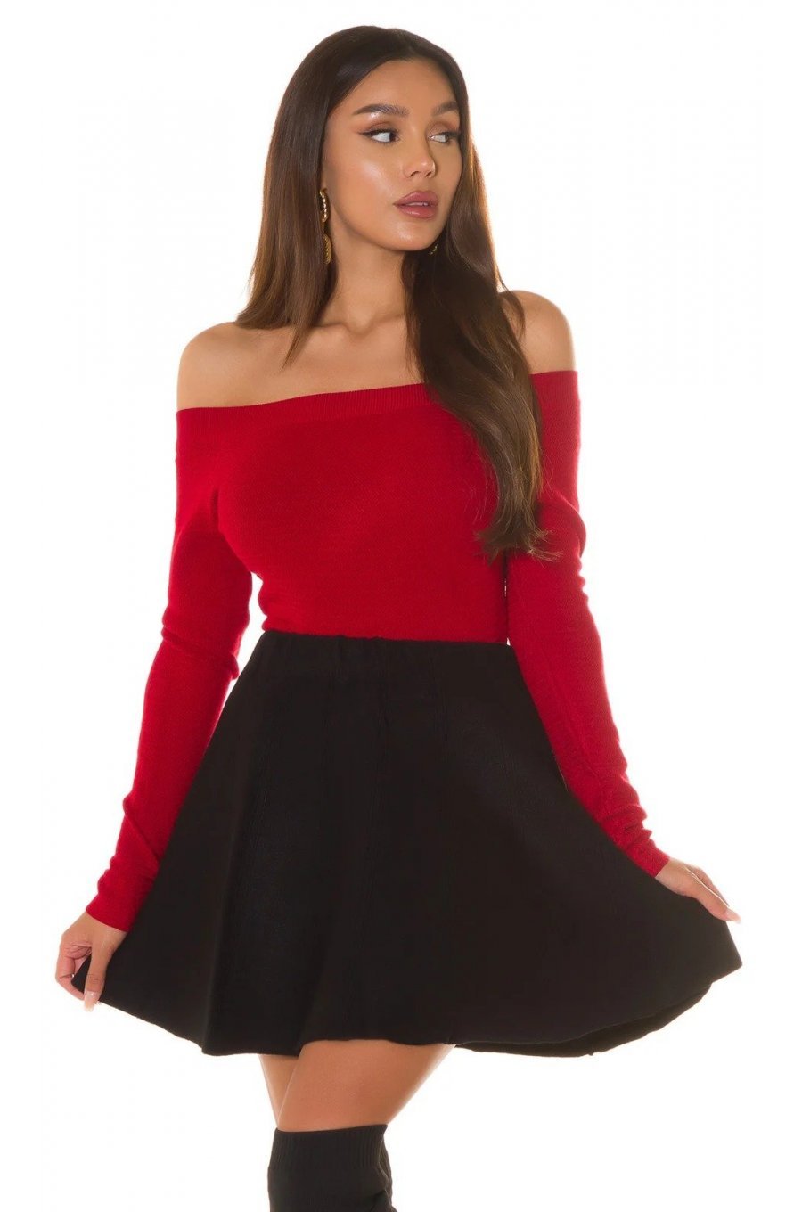 Bluza dama cu umerii goi vascoza burgundy Vallak Bluza dama cu umerii goi vascoza burgundy Vallak 1 - jojofashion.ro