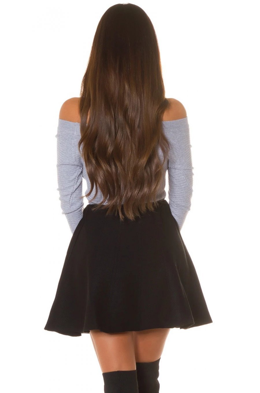 Bluza dama cu umerii goi vascoza gri Vallak 2 - jojofashion.ro