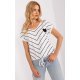Bluza dama casual, din bumbac, alba cu dungi negre, cu maneca scurta, Merve Bluza dama casual, din bumbac, alba cu dungi negre, cu maneca scurta, Merve 2 - jojofashion.ro