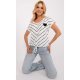 Bluza dama casual, din bumbac, alba cu dungi negre, cu maneca scurta, Merve Bluza dama casual, din bumbac, alba cu dungi negre, cu maneca scurta, Merve 3 - jojofashion.ro