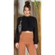 Bluza dama crop, eleganta, din vascoza neagra, cu maneca lunga, Camelia 2 - jojofashion.ro