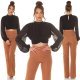 Bluza dama crop, eleganta, din vascoza neagra, cu maneca lunga, Camelia 7 - jojofashion.ro