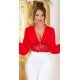 Bluza dama crop eleganta rosie, cu dantela si maneca lunga, Ami Bluza dama crop eleganta rosie, cu dantela si maneca lunga, Ami 2 - jojofashion.ro