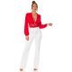 Bluza dama crop eleganta rosie, cu dantela si maneca lunga, Ami Bluza dama crop eleganta rosie, cu dantela si maneca lunga, Ami 4 - jojofashion.ro