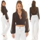 Bluza dama crop, neagra, vaporoasa, cu maneca lunga, Rosalinde Bluza dama crop, neagra, vaporoasa, cu maneca lunga, Rosalinde 8 - jojofashion.ro
