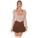 Bluza dama crop stil corset, bej, cu maneca lunga, Josephine Bluza dama crop stil corset, bej, cu maneca lunga, Josephine 2 - jojofashion.ro