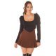 Bluza dama crop stil corset, neagra, cu maneca lunga, Josephine Bluza dama crop stil corset, neagra, cu maneca lunga, Josephine 2 - jojofashion.ro