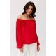 Bluza dama cu floare, din satin, rosie, cu umerii goi si maneca lunga, RosieR Bluza dama cu floare, din satin, rosie, cu umerii goi si maneca lunga, RosieR 4 - jojofashion.ro