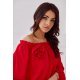 Bluza dama cu floare, din satin, rosie, cu umerii goi si maneca lunga, RosieR Bluza dama cu floare, din satin, rosie, cu umerii goi si maneca lunga, RosieR 5 - jojofashion.ro
