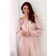 Bluza dama cu floare, din satin, roz pudra, cu umerii goi si maneca lunga, RosieR 2 - jojofashion.ro