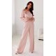 Bluza dama cu floare, din satin, roz pudra, cu umerii goi si maneca lunga, RosieR 5 - jojofashion.ro