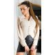 Bluza dama eleganta bej, tip corset, cu maneca lunga si elastic in talie, Myriam 2 - jojofashion.ro
