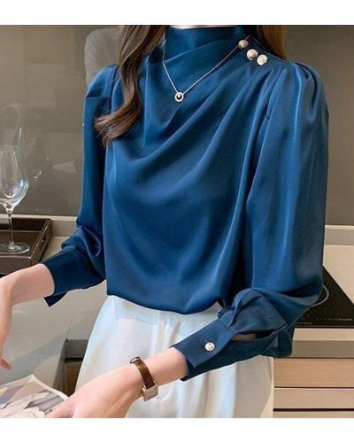 Bluza dama eleganta, bleumarin, cu maneca lunga, vaporoasa, Angelia Bluze dama, Bluza dama eleganta, bleumarin, cu maneca lunga, vaporoasa, Angelia - jojofashion.ro