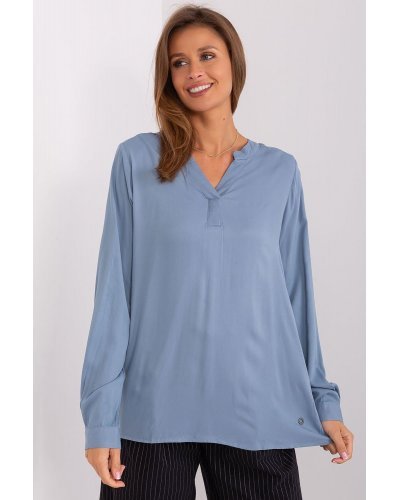 Bluza dama eleganta, din vascoza, bleu, vaporoasa, cu maneca lunga, Summers Bluze dama, Bluza dama eleganta, din vascoza, bleu, vaporoasa, cu maneca lunga, Summers - jojofashion.ro