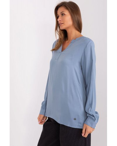 Bluza dama eleganta, din vascoza, bleu, vaporoasa, cu maneca lunga, Summers Bluze dama, Bluza dama eleganta, din vascoza, bleu, vaporoasa, cu maneca lunga, Summers - jojofashion.ro