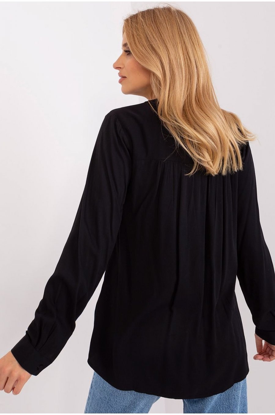 Bluza dama eleganta, din vascoza, neagra, vaporoasa, cu maneca lunga, Summers 3 - jojofashion.ro