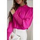 Bluza dama eleganta, din voal roz magenta, cu maneca lunga, Fabia 2 - jojofashion.ro