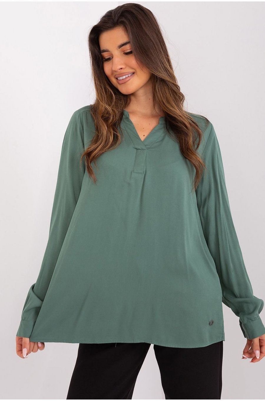 Bluza dama eleganta, din vascoza, verde light, vaporoasa, cu maneca lunga, Summers 1 - jojofashion.ro
