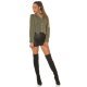 Bluza dama eleganta kaki, tip corset, cu maneca lunga si elastic in talie, Myriam 4 - jojofashion.ro