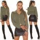 Bluza dama eleganta kaki, tip corset, cu maneca lunga si elastic in talie, Myriam 7 - jojofashion.ro