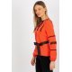 Bluza dama eleganta, orange, cu dantela neagra si maneca lunga, Mirage 3 - jojofashion.ro