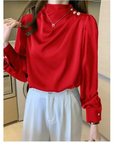 Bluza dama eleganta, rosie, cu maneca lunga, vaporoasa, Angelia Bluze dama, Bluza dama eleganta, rosie, cu maneca lunga, vaporoasa, Angelia - jojofashion.ro