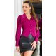 Bluza dama eleganta roz magenta, tip corset, cu maneca lunga si elastic in talie, Myriam 2 - jojofashion.ro