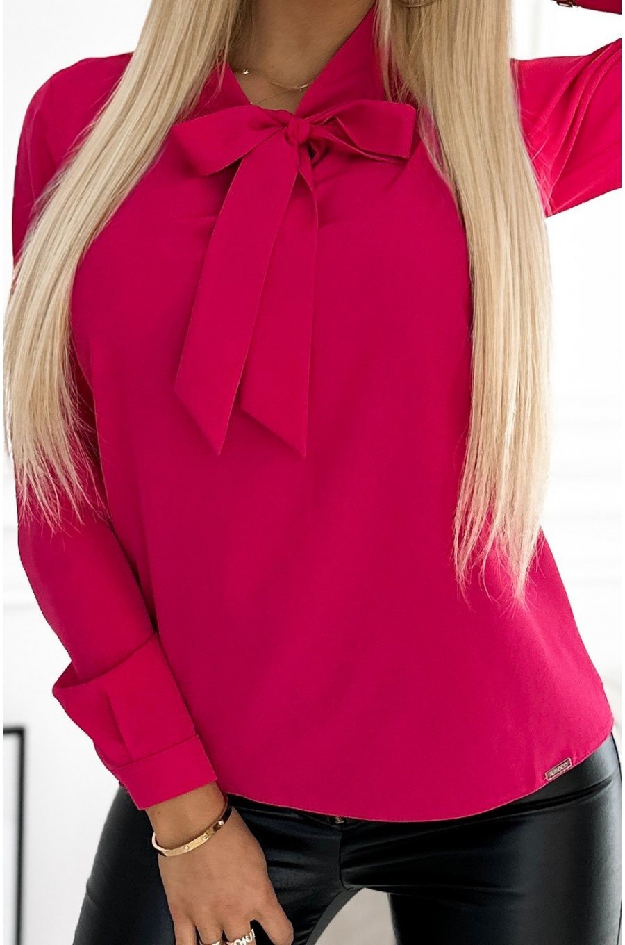 Bluza dama eleganta, vascoza roz fucsia, cu maneca lunga, Ivana Bluza dama eleganta, vascoza roz fucsia, cu maneca lunga, Ivana 5 - jojofashion.ro