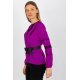 Bluza dama eleganta, violet, cu dantela neagra si maneca lunga, Mirage Bluza dama eleganta, violet, cu dantela neagra si maneca lunga, Mirage 3 - jojofashion.ro