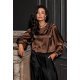 Bluza dama maro din satin cu floare si maneca lunga EvelynR Bluza dama maro din satin cu floare si maneca lunga EvelynR 2 - jojofashion.ro