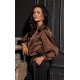 Bluza dama maro din satin cu floare si maneca lunga EvelynR Bluza dama maro din satin cu floare si maneca lunga EvelynR 3 - jojofashion.ro