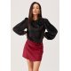 Bluza dama neagra din satin cu floare si maneca lunga EvelynR Bluza dama neagra din satin cu floare si maneca lunga EvelynR 2 - jojofashion.ro