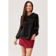 Bluza dama neagra din satin cu floare si maneca lunga EvelynR Bluza dama neagra din satin cu floare si maneca lunga EvelynR 4 - jojofashion.ro