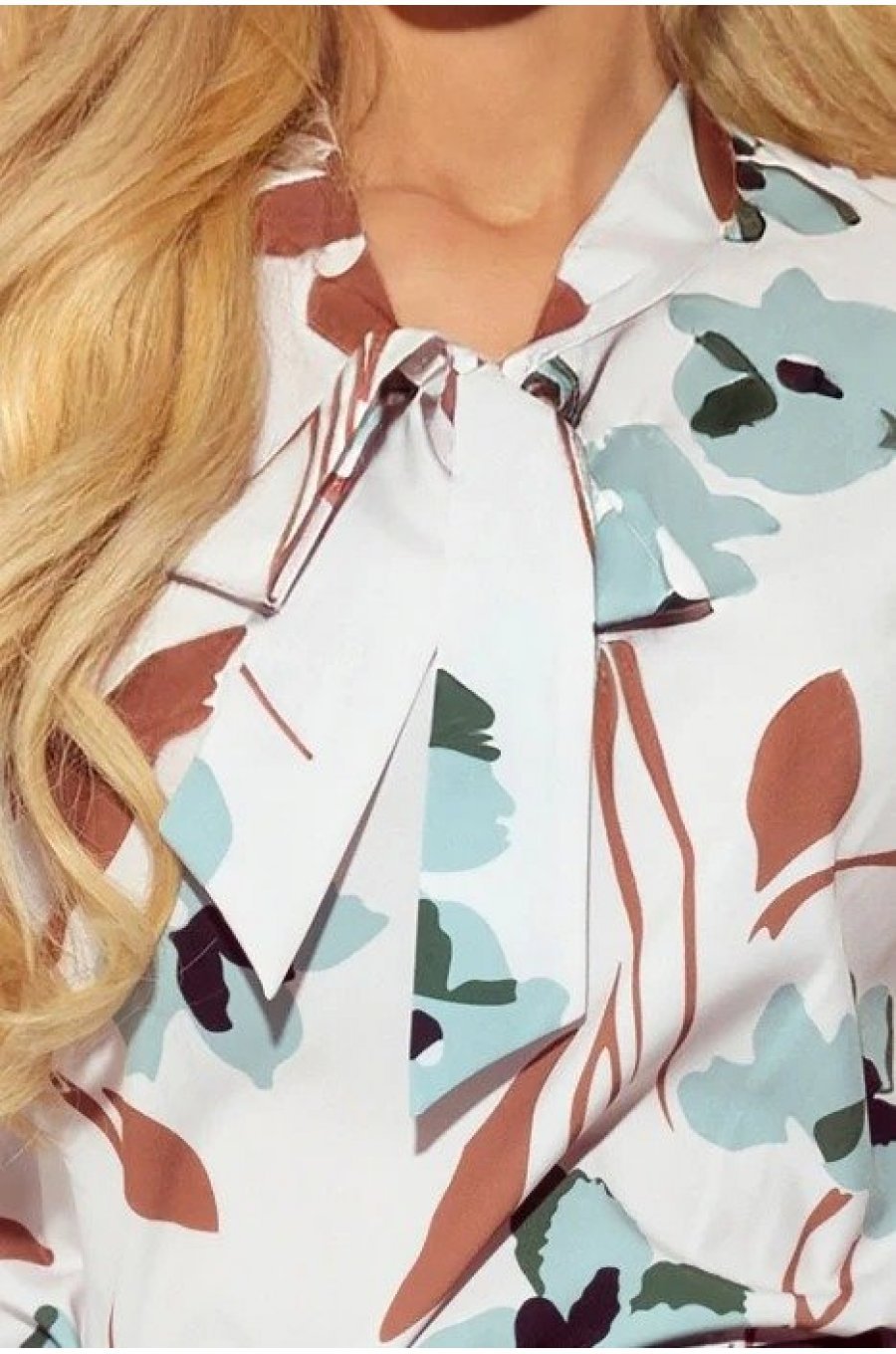 Bluza dama eleganta vascoza bej, print floral, cu maneca lunga, Ivana 3 - jojofashion.ro