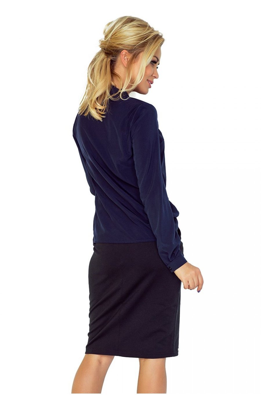 Bluza dama eleganta, vascoza, bleumarin navy, cu maneca lunga,Ivana 2 - jojofashion.ro