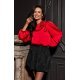 Bluza dama rosie din satin cu floare si maneca lunga EvelynR Bluza dama rosie din satin cu floare si maneca lunga EvelynR 2 - jojofashion.ro