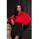 Bluza dama rosie din satin cu floare si maneca lunga EvelynR Bluza dama rosie din satin cu floare si maneca lunga EvelynR 3 - jojofashion.ro