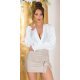 Bluza dama tip body, alba, cu maneca lunga si decolteu in V, Lorisa 2 - jojofashion.ro