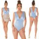 Bluza dama tip body, baby blue, cu decolteu in V, Kaylla 3 - jojofashion.ro