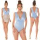 Bluza dama tip body, baby blue, cu decolteu in V, Kaylla 3 - jojofashion.ro