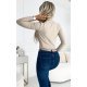 Bluza dama tip body, bej, cu decolteu petrecut si maneca lunga, Trinna 3 - jojofashion.ro