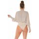 Bluza dama tip body, bej, cu maneca lunga si decolteu in V, Lorisa 7 - jojofashion.ro