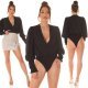 Bluza dama tip body, neagra, cu maneca lunga si decolteu in V, Lorisa 7 - jojofashion.ro
