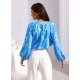 Bluza dama tip tunica, baby blue cu flori, vaporoasa, cu maneca lunga, ClaraR 3 - jojofashion.ro
