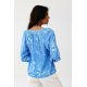 Bluza dama tip tunica, baby blue cu flori, vaporoasa, cu maneca lunga, ClaraR 6 - jojofashion.ro