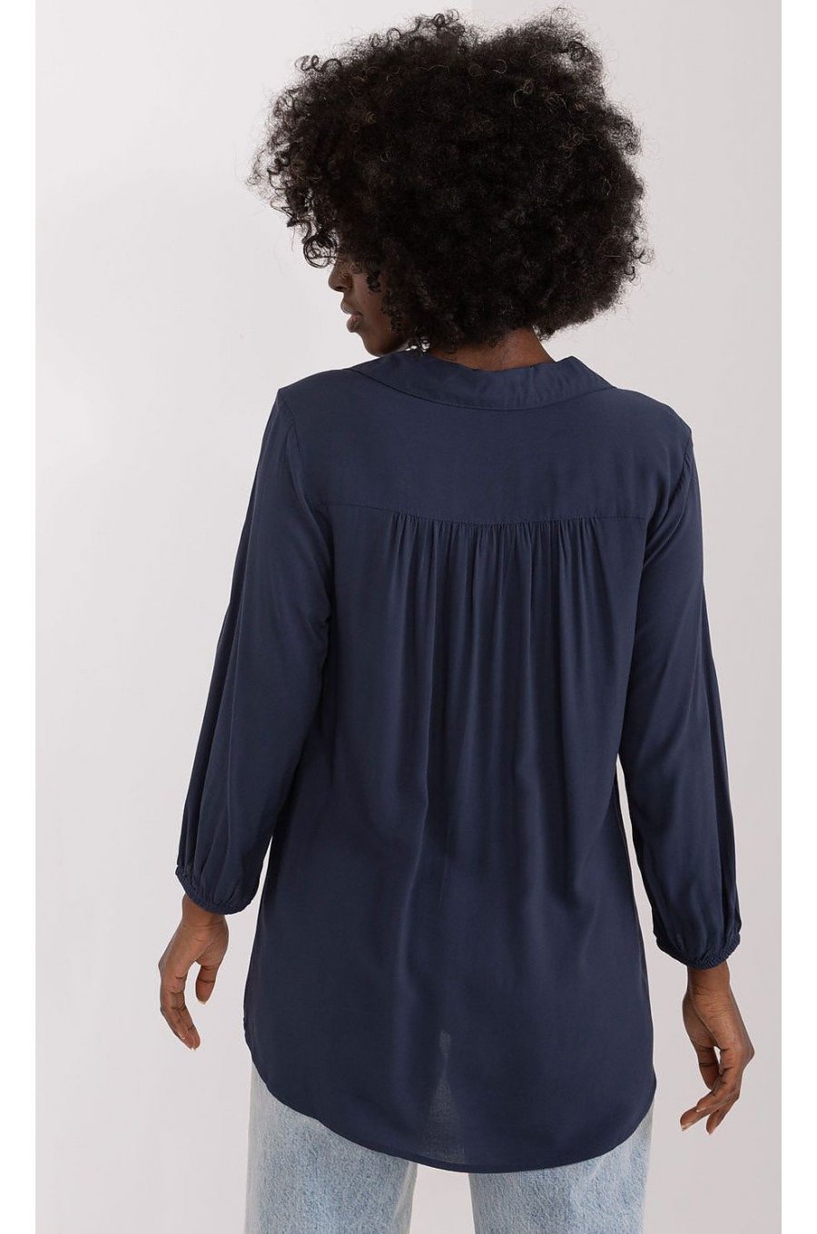 Bluza dama tip tunica, din vascoza, bleumarin, cu maneca lunga, Indilla Bluza dama tip tunica, din vascoza, bleumarin, cu maneca lunga, Indilla 3 - jojofashion.ro
