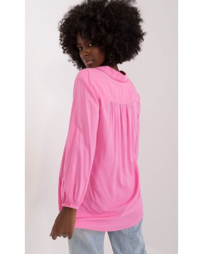 Bluza dama tip tunica, din vascoza, roz, cu maneca lunga, Indilla Bluze dama, Bluza dama tip tunica, din vascoza, roz, cu maneca lunga, Indilla - jojofashion.ro