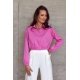 Camasa dama crop, roz fucsia, cu maneca lunga, Nora 4 - jojofashion.ro